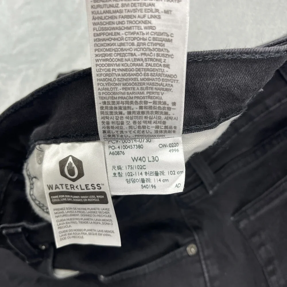 Levi's 514 Jeans Mens 40x30 (40x27) Black Denim Red Tab Straight Leg Streetwear‎